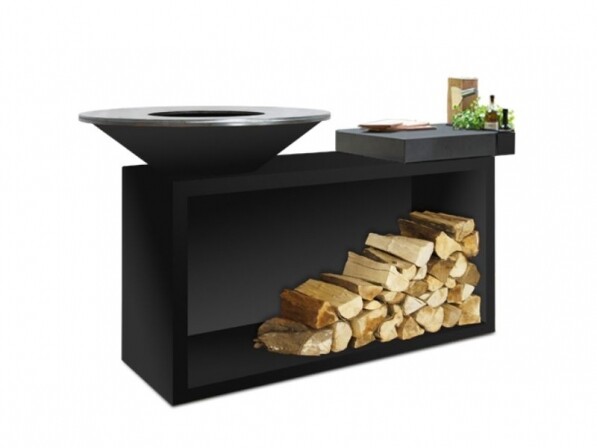 barbeque met houtopslag
