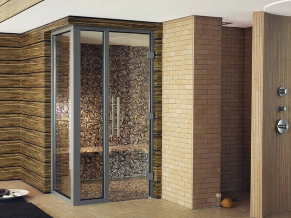 maatwerk stoombad bruin in stenen muur