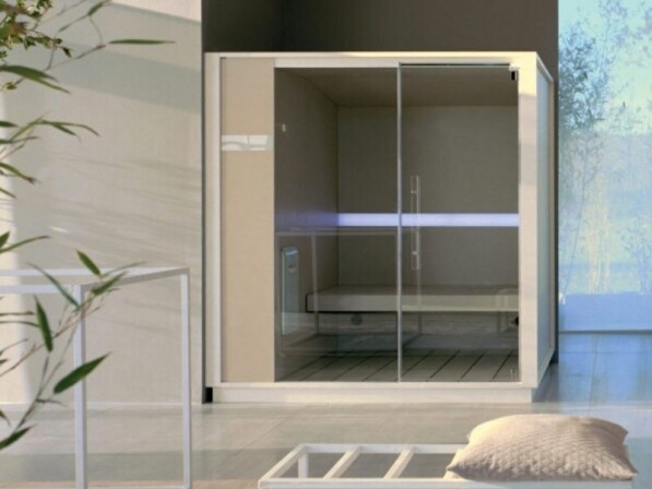 beige effegibi one h stoomcabine in wellnessruimte