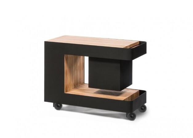 houten tablet buitenkeuken met koeling zwart