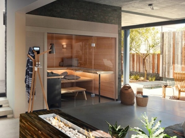 sauna houten muren